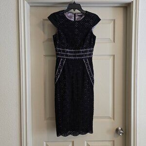 SOLD: Black Lace Antonio Melani Dress with Purple Lining